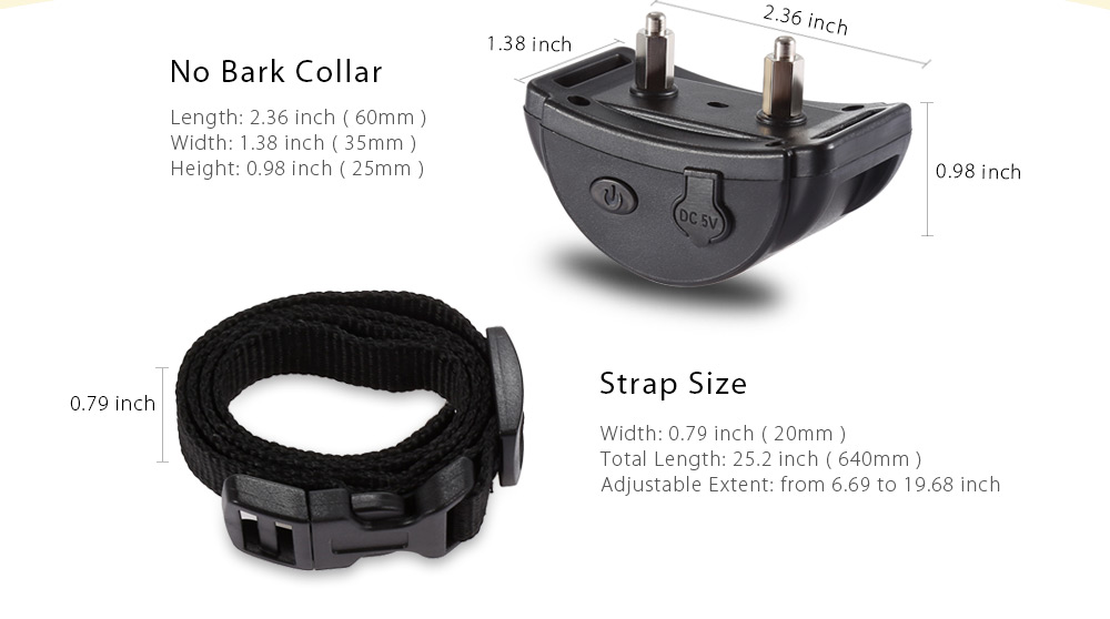 PaiPaitek PD 258 Anti-bark Dog Collar with 7 Levels Adjustable Sensitivity Control for Medium / Small Pets
