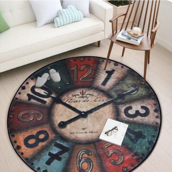 Clock Pattern Floor Mats Anti-slip Printed Rug