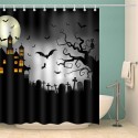 Halloween Castle Cemetery Print Fabric Waterproof Bathroom Shower Curtain