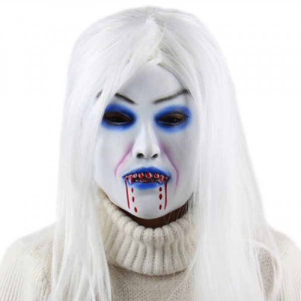 Horror White Witch Ghost Latex Mask Masquerade Halloween Party Bar Supply
