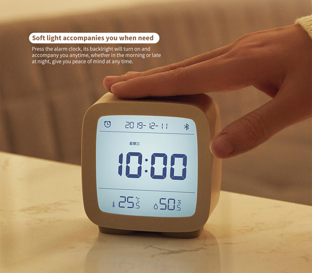 CGD1 Mini Multifunction Bluetooth Alarm Clock Temperature / Humidity Monitor Night Light from Xiaomi youpin - Blue Ivy