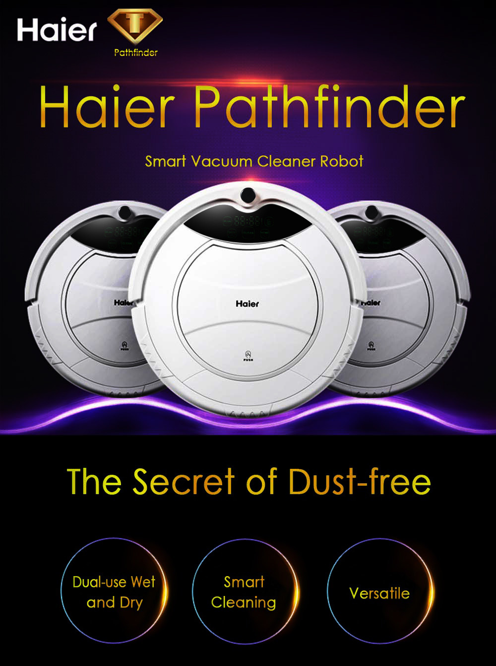 Original Haier SWR Pathfinder Vacuum Cleaner Robot Remote Control Self Charging Cleaning Devices
