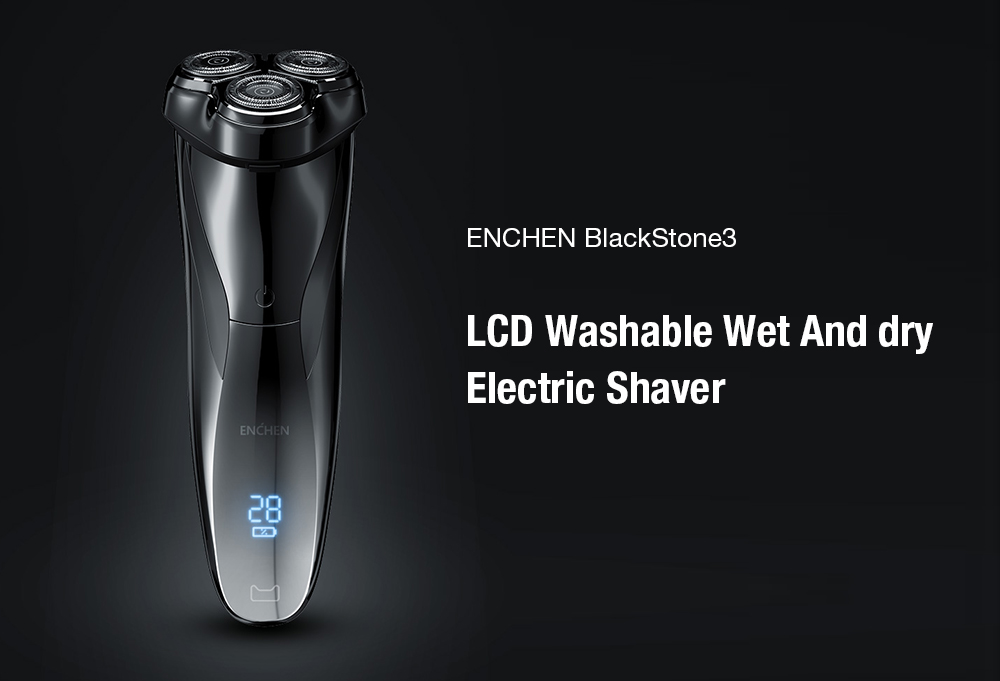 ENCHEN BlackStone3 USB Charging LCD IPX7 Waterproof Wet and Dry Dual Use Electric Shaver - Black