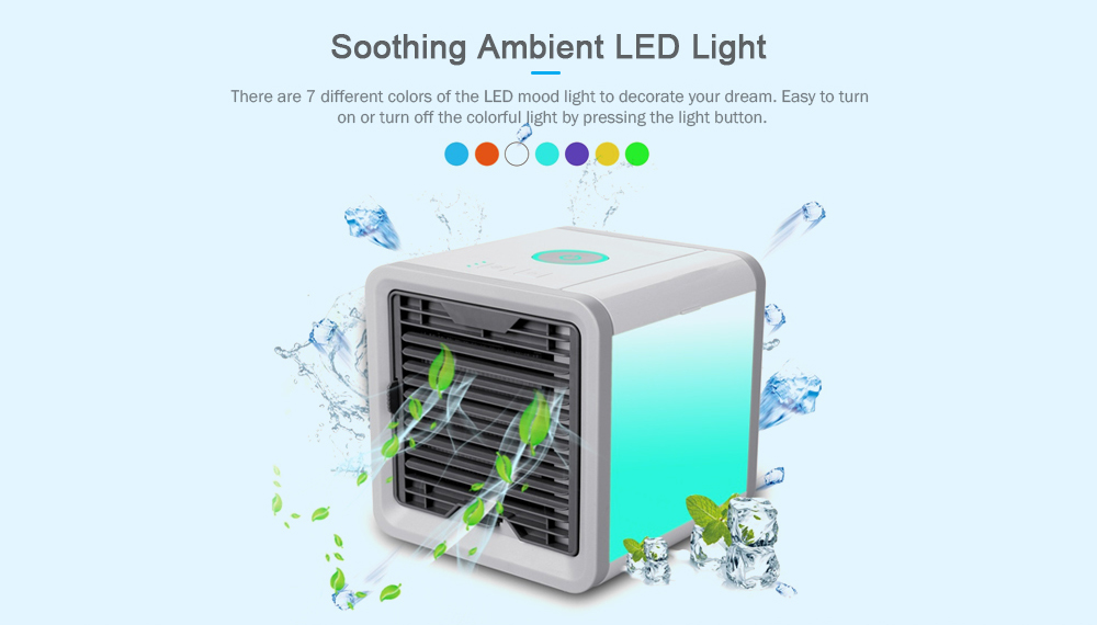 USB Charge Type Mini Fan Colorful Lamp Portable Air Conditioner